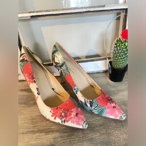 Marc Fisher floral print heels.